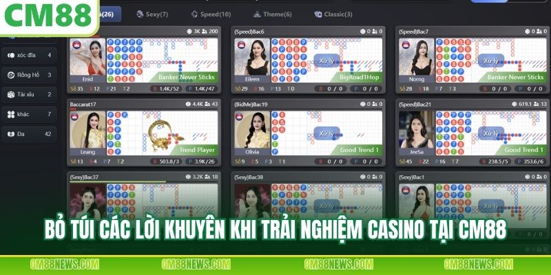 Bỏ túi các lời khuyên khi trải nghiệm casino tại CM88