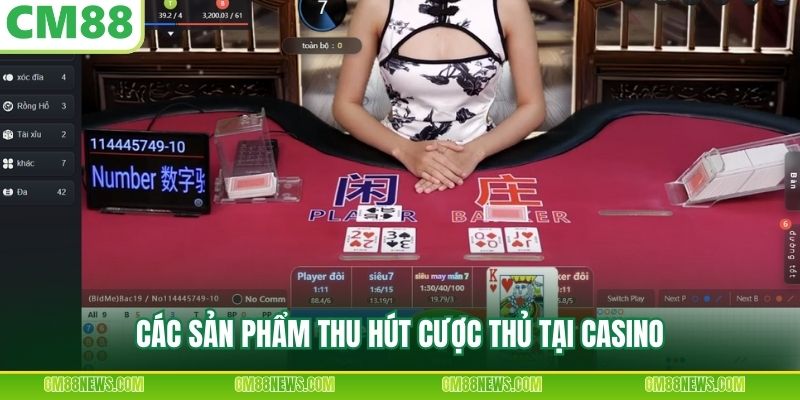 Các sản phẩm thu hút cược thủ tại casino
